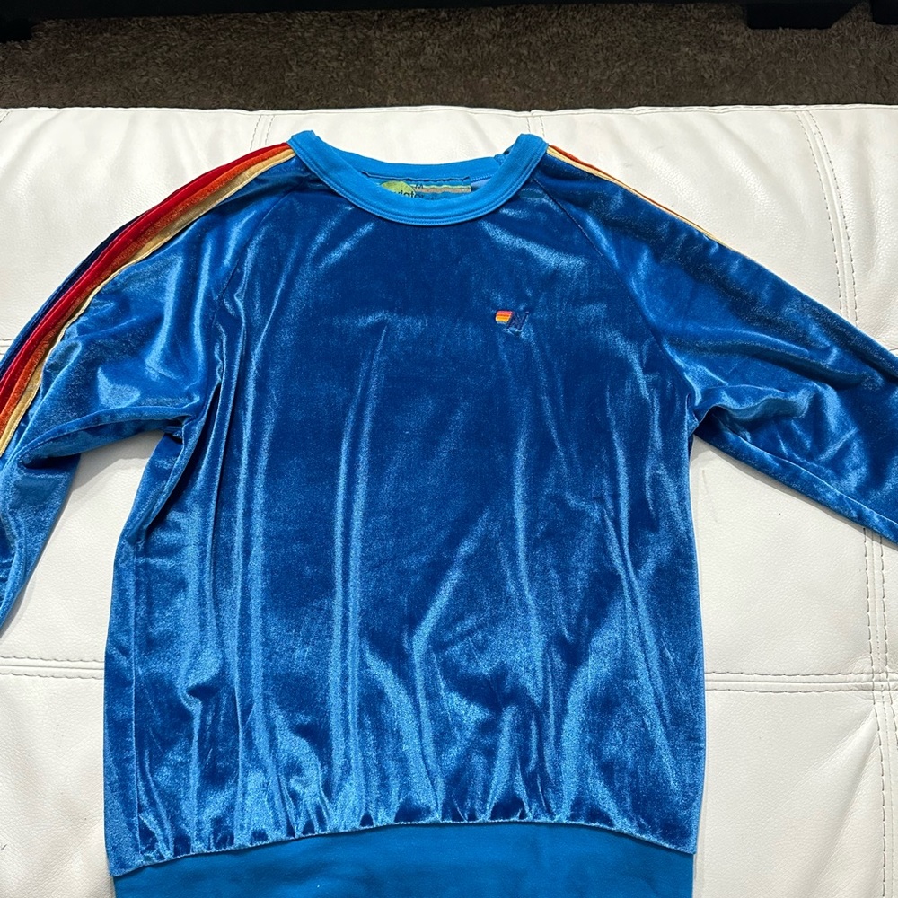 Aviator nation classic velvet relaxed sweatshirt - vintage blue